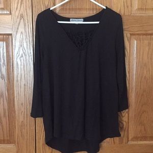 Beautiful long sleeve, check out the woven top!